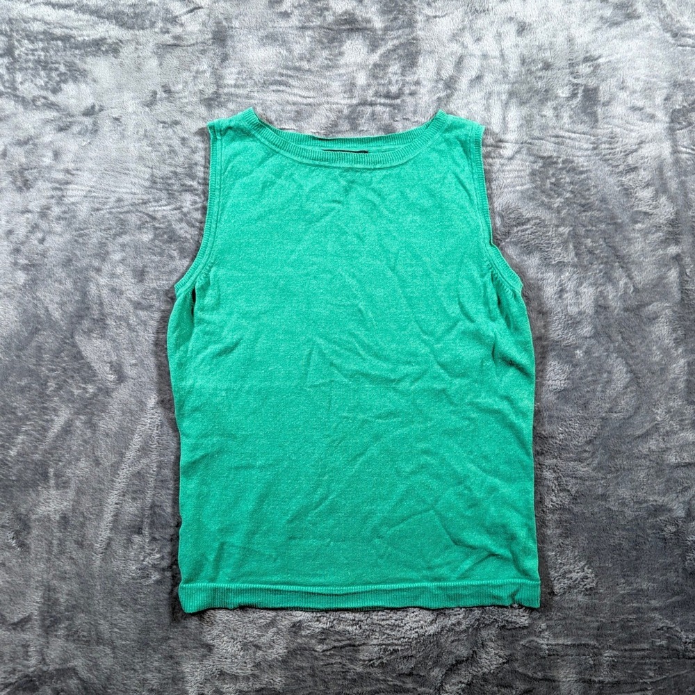 Ann Taylor Womens Linen Blend Knit Shell Sweater Tank Small Green Sleeveless